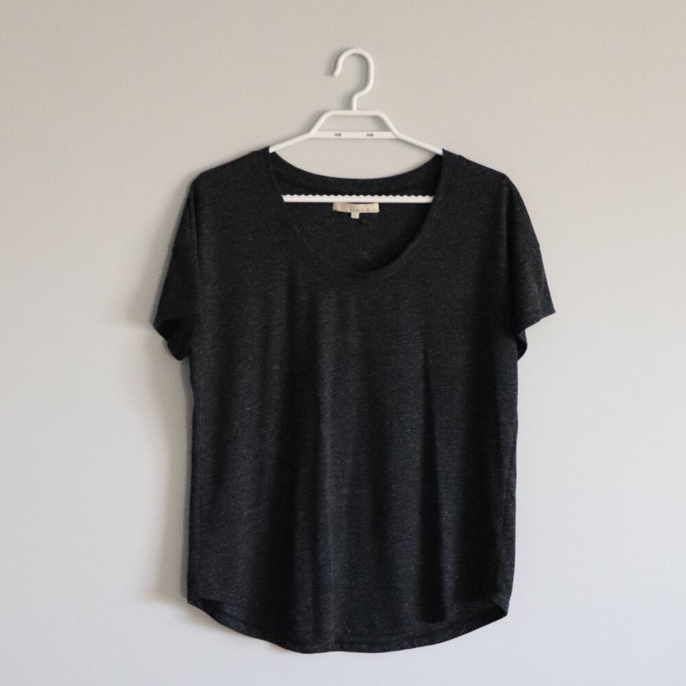 Monk & Lou Womens Sz Lrg Scoop‎ Neck Stretch Pullover Short Sleeve T-Shirt